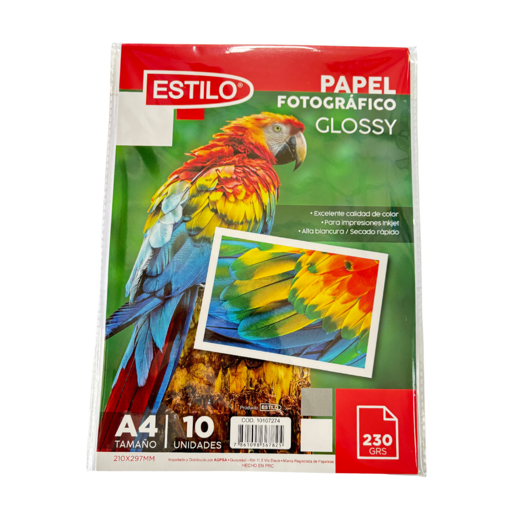 Estilo Papel Fotográfico Glossy 230grs A4 10U