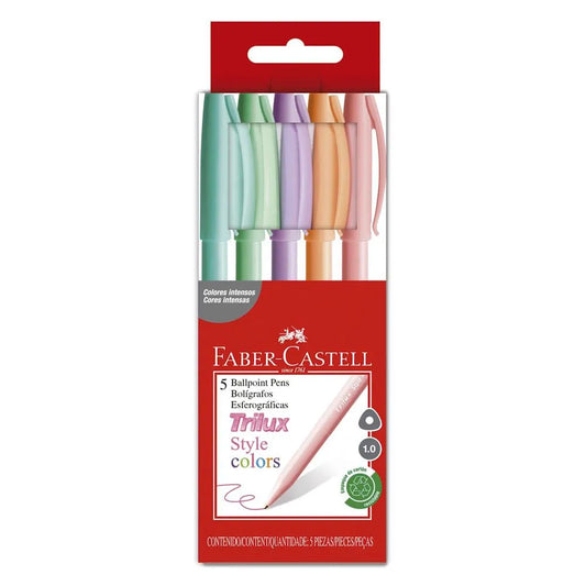 Faber-Castell Caja de Esferos Pasteles 5pcs