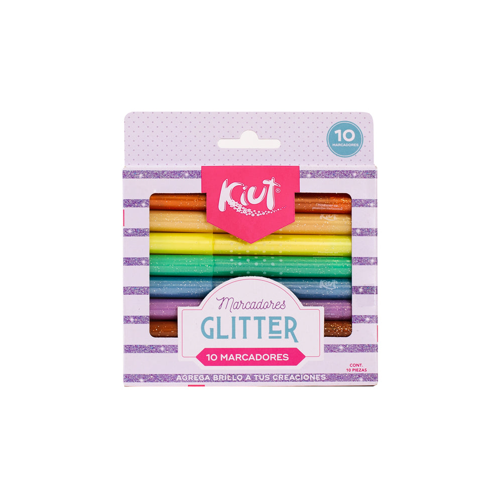 Kiut Caja de Marcadores con Glitter 10 Pcs