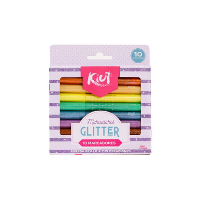 Kiut Caja de Marcadores con Glitter 10 Pcs