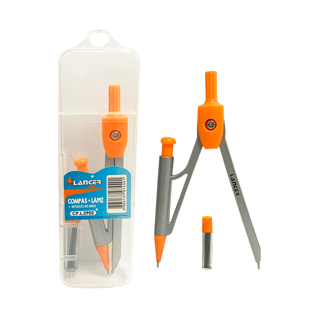 Lancer Compás + Lápiz + Repuesto de Mina 2902