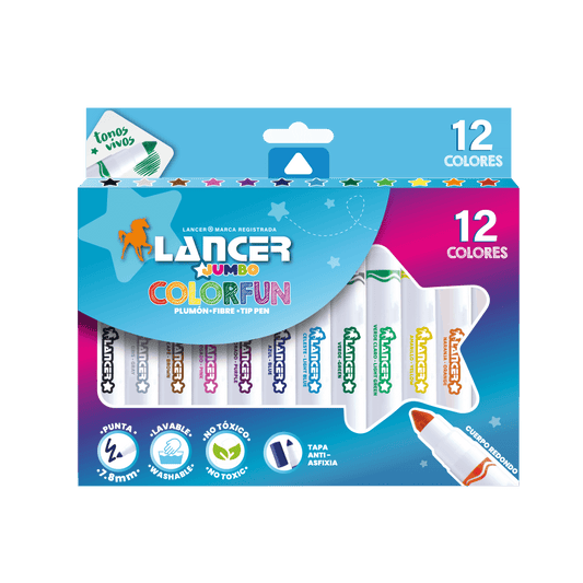 Lancer Marcadores Jumbo ColorFun 12 Colores