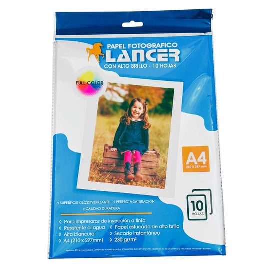 Lancer Papel Fotográfico Alto Brillo A4 230gr