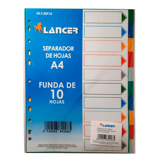 Lancer Paquete de Separadores A4 10 pcs