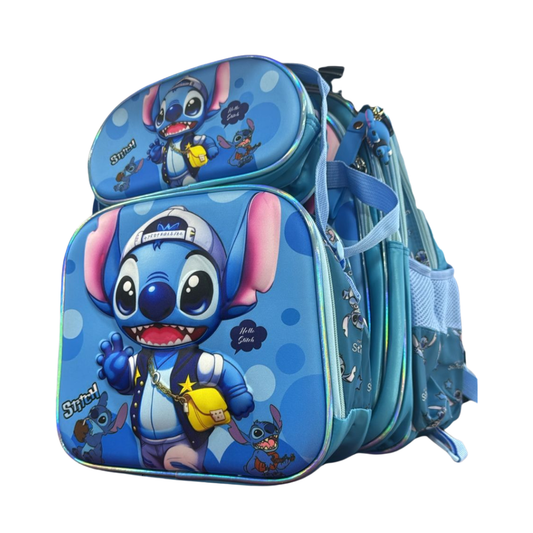 MA Mochila Relieve + Lonchera + Cartuchera Stitch