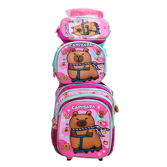 MA Mochila Relieve con Ruedas + Lonchera + Cartuchera