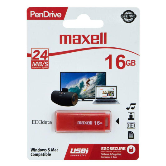 Maxell Memoria USB PenDrive 16GB Rojo