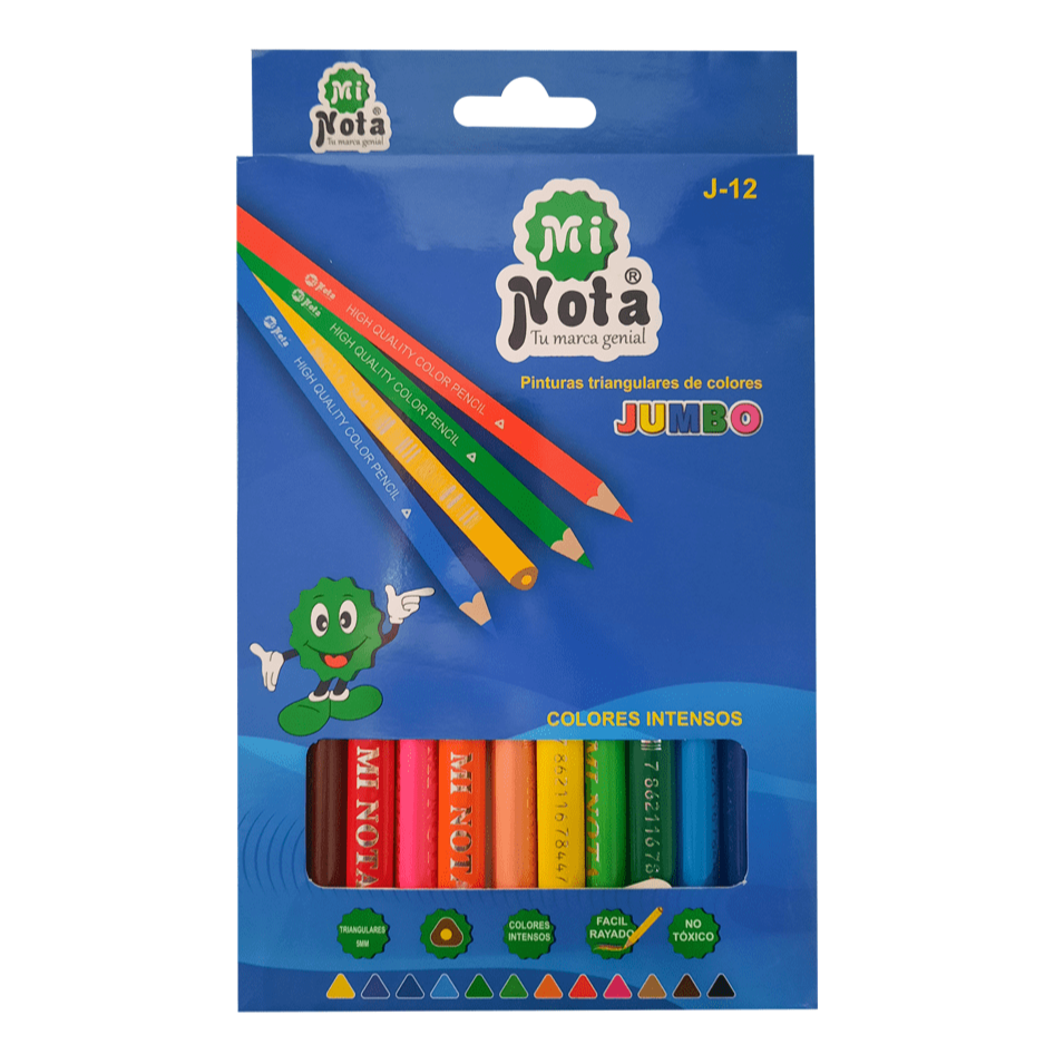 Mi Nota Lápices de Colores Largos Jumbo 12 Colores
