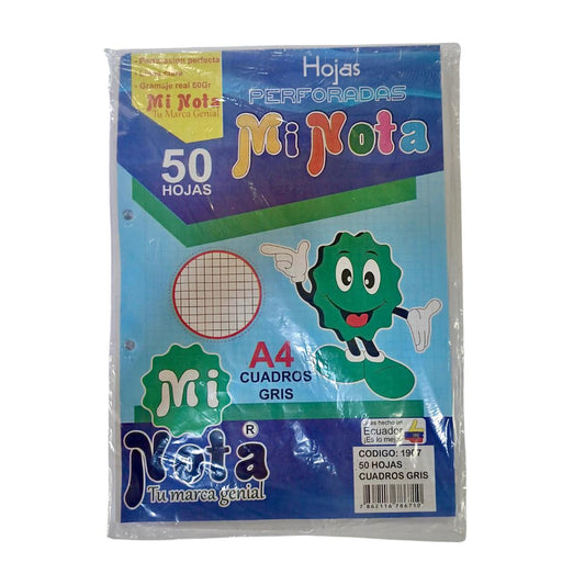 Mi Nota Paquete de Hojas Cuadros 50Hojas