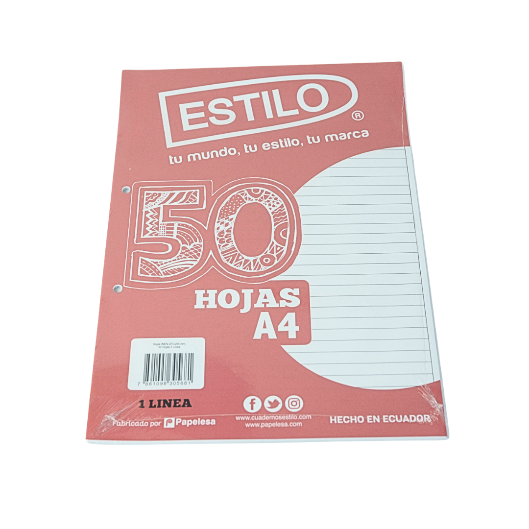 Estilo Paquete de 50 Hojas 1 Línea A4