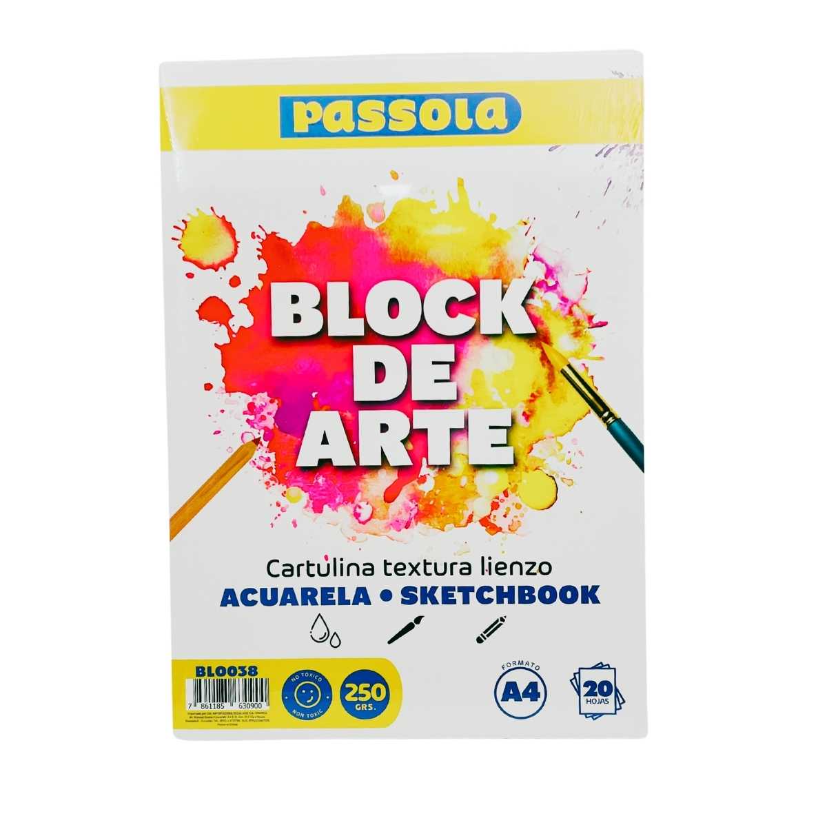 Passola Block de Cartulina con Textura Lienzo A4 20 Hojas