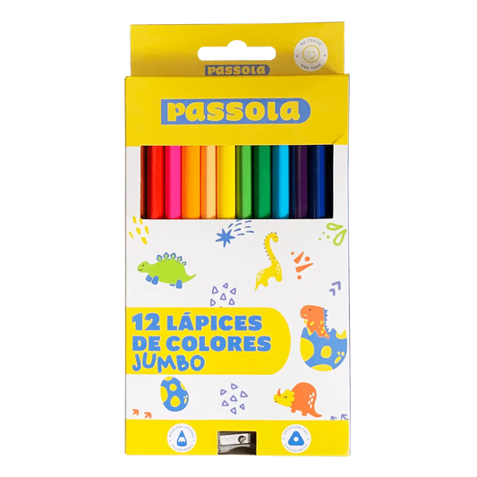Passola Caja de 12 Lápices de Colores Jumbo