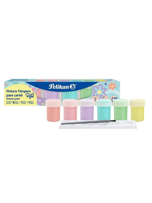 Pelikan Témpera Pastel Con Paleta y Pincel 6 Colores