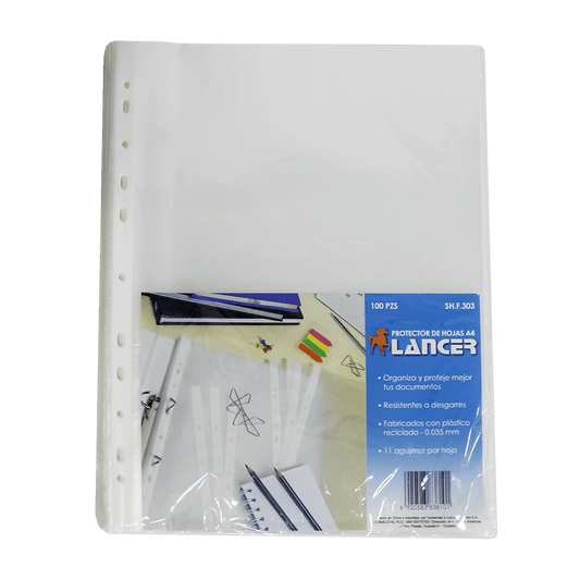 Lancer Paquete de Protectores de Hojas A4 100 Pcs