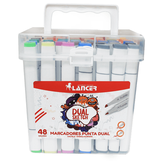 Lancer Caja de Marcadores Punta Dual 48 Colores