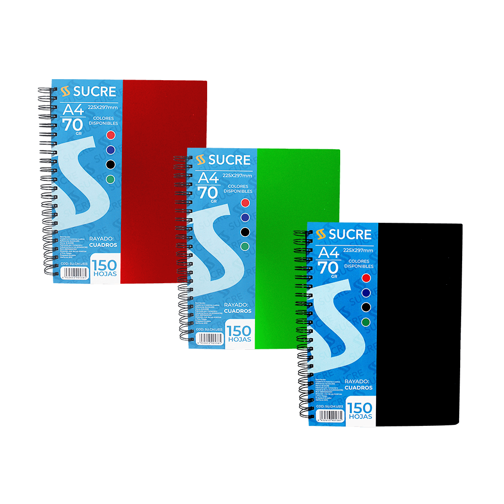 Sucre Cuaderno de 5 Materias Cuadros 150 Hojas