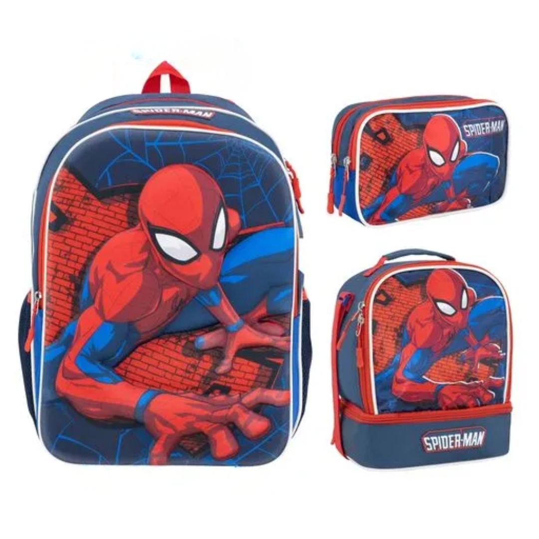 Vasari Paquete Spiderman Mochila + Lonchera + Cartuchera