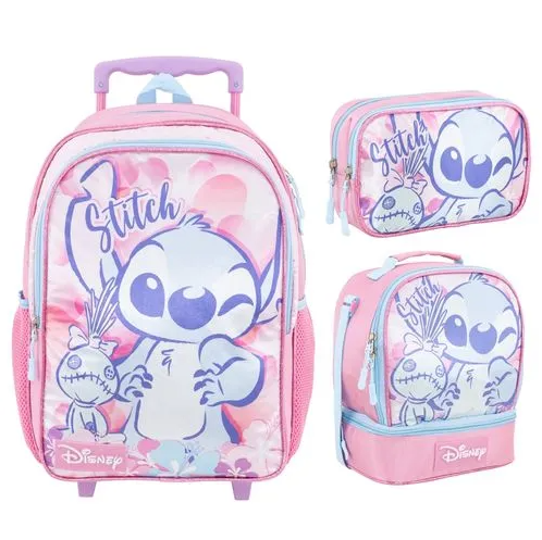 Vasari Paquete Stitch con Ruedas Mochila + Lonchera + Cartuchera