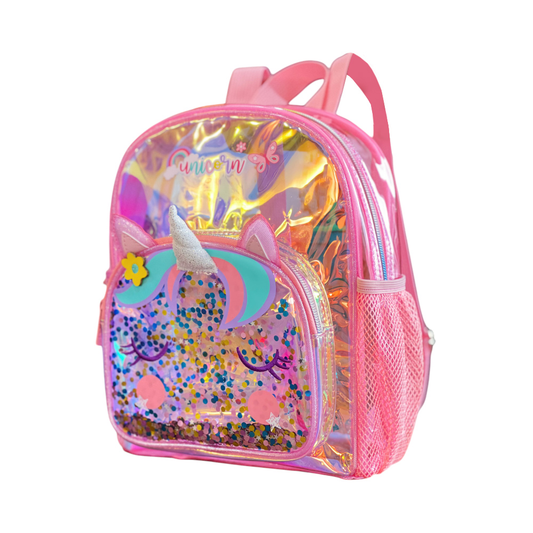 Vest Mochila Preescolar Holográfica Unicornio