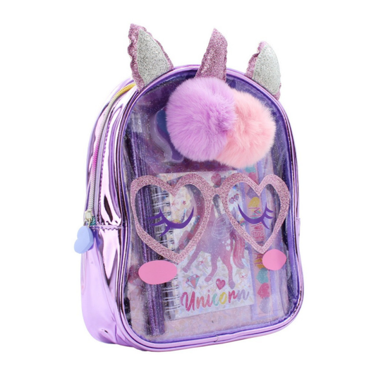 Vest Mochila Preescolar Unicornio Holográfica con Kit