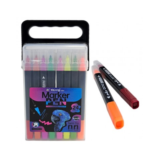 Yalong Marcadores Marker Pen Smooth Doble Punta 24 Colores