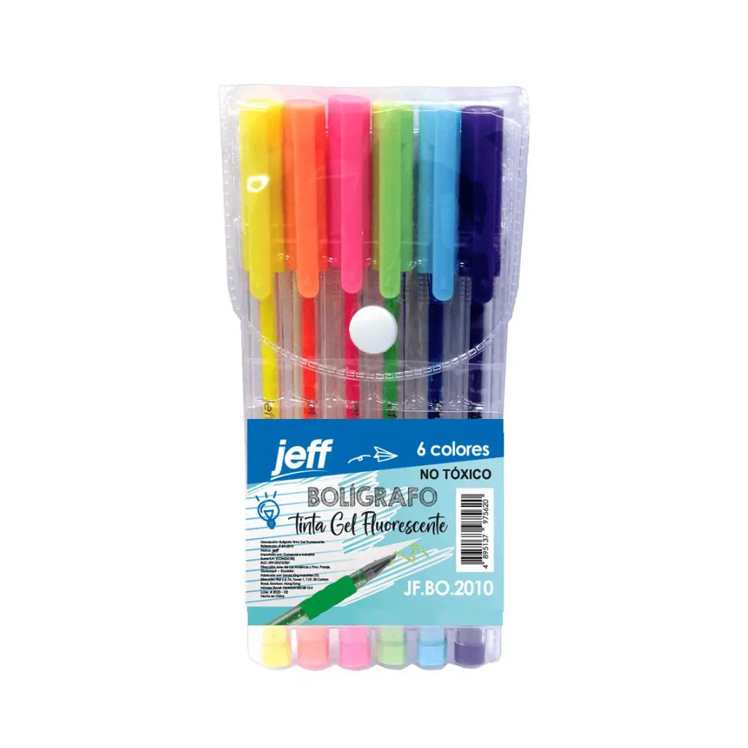 Jeff Bolígrafos de Gel 6 Colores
