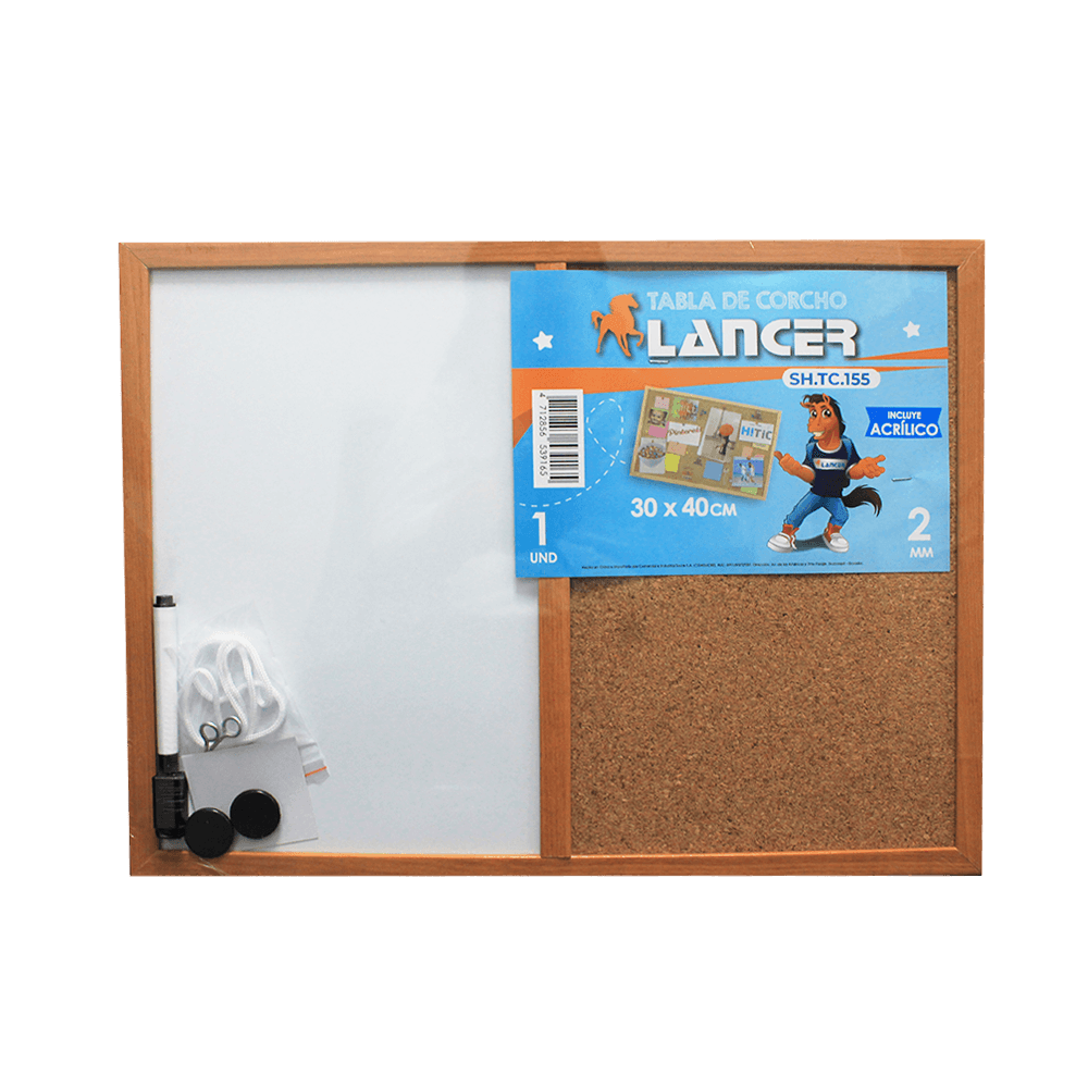 Lancer Tabla de Corcho Con pizarra Acrílica 30x40 cm