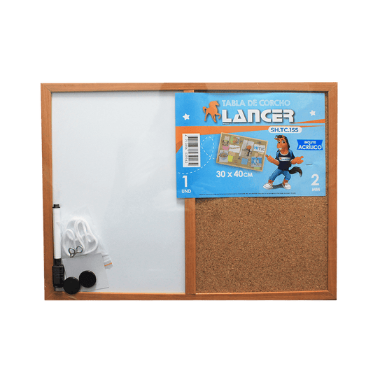Lancer Tabla de Corcho Con pizarra Acrílica 30x40 cm