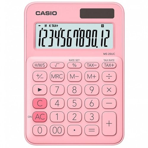 Casio Calculadora MS-20UC-PK Rosada 12 Dígitos