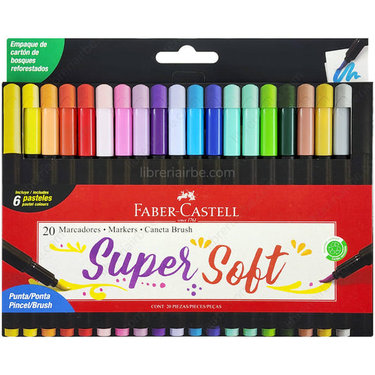 Faber Castell 20 Marcadores Punta Pincel Super Soft